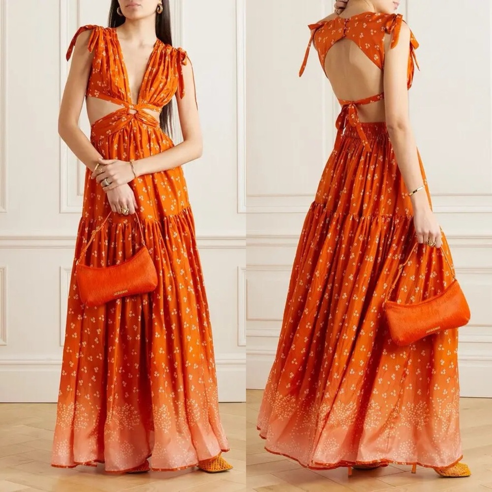 Hannah Artwear ‘Amelie’ Cut-Out Open-Back Elegant Backless Maxi Dress